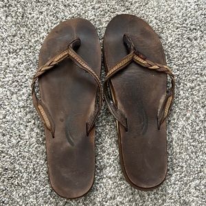 Braided Rainbow Flip Flops, size 8.5